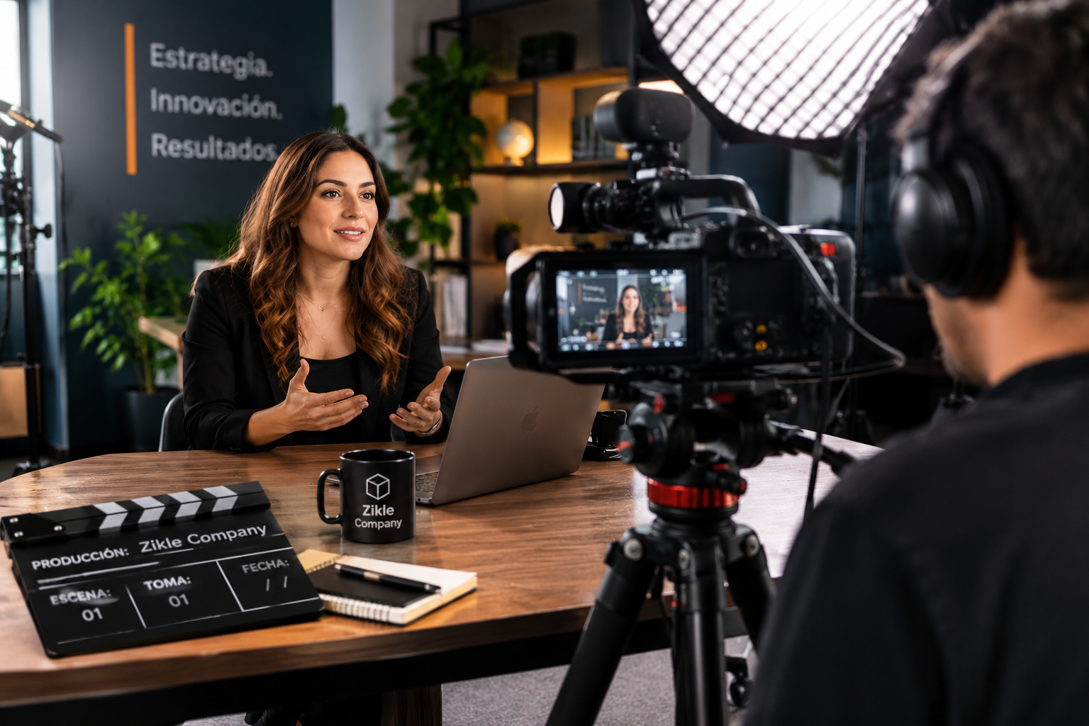 Entrevista empresarial en producción